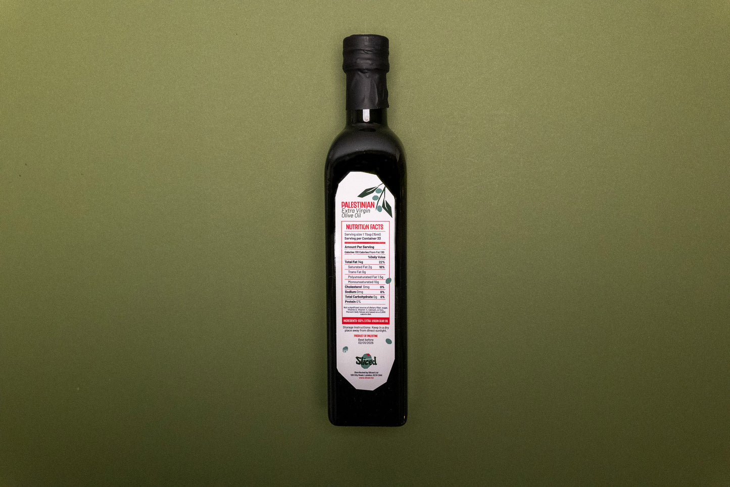 Sliced Palestinian Extra Virgin Olive Oil (500ml)